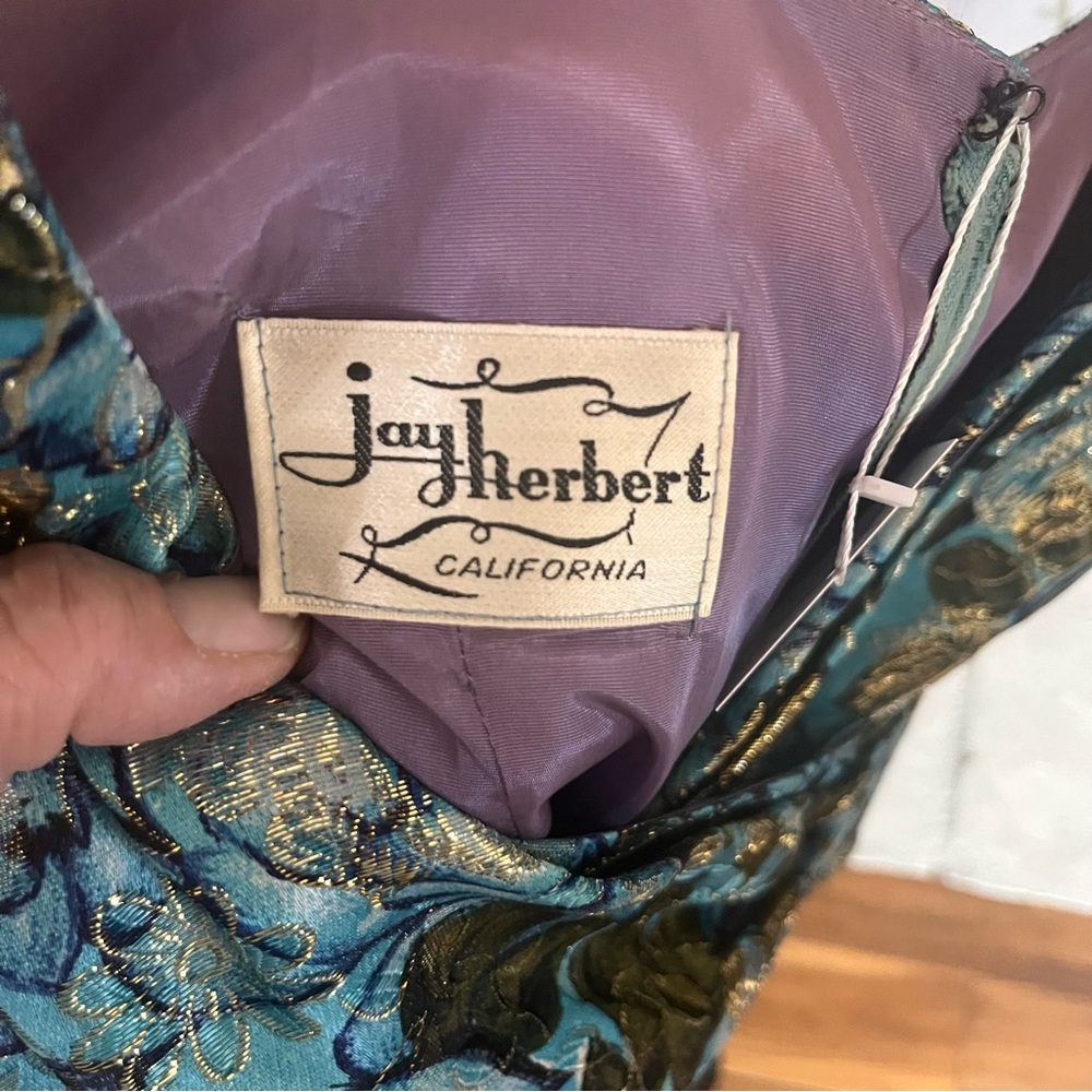 Vintage Jay Herbert Cocktail Brocade Wiggle Dress XS/S - Picture 5 of 5